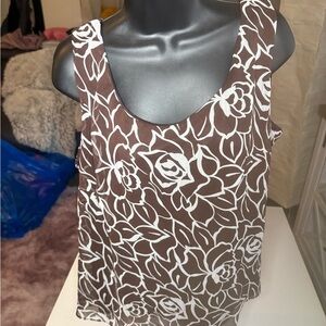 DANA KAY  16W Floral Brown and White Women's Top